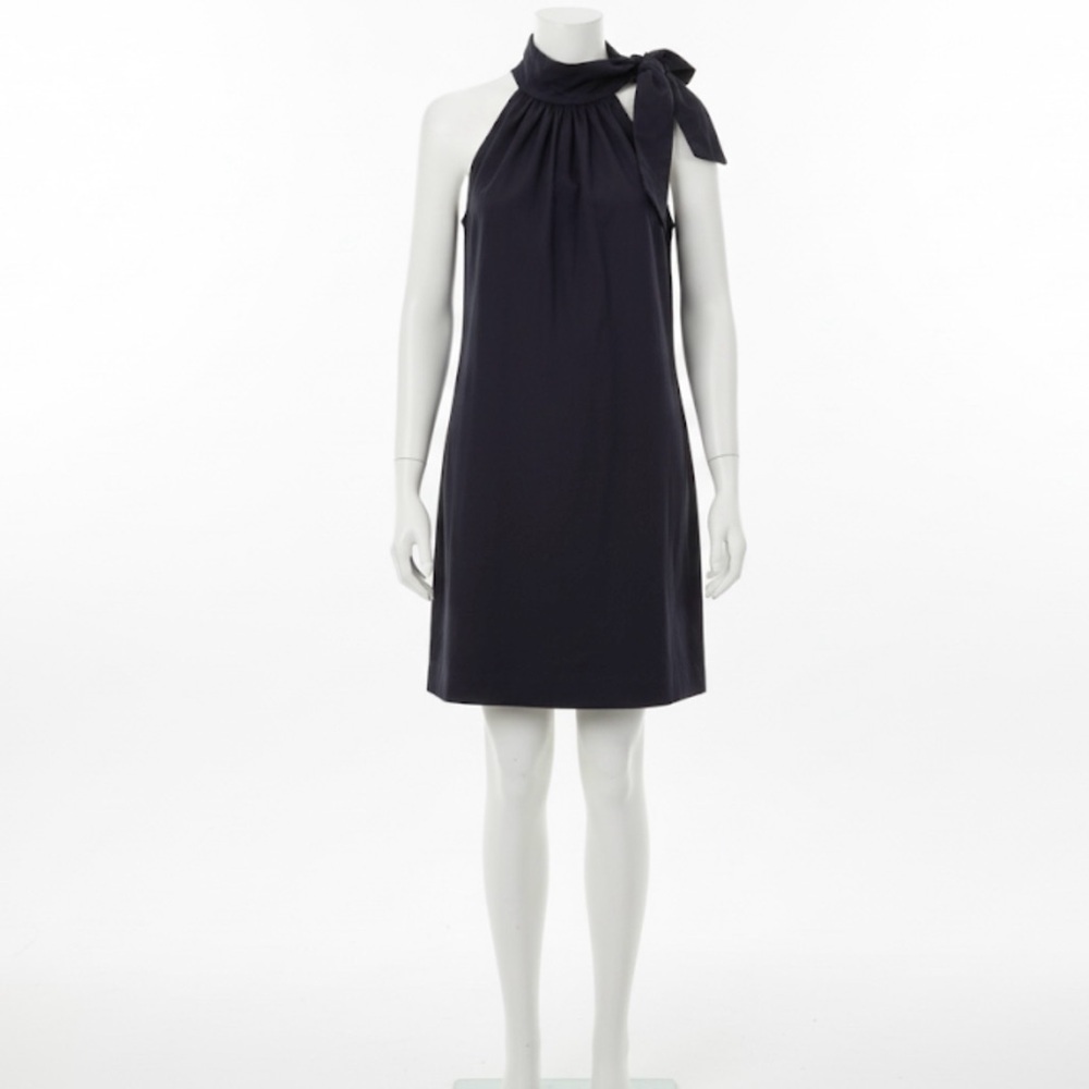 Grace Baker Dress Sz S Black Neck Bow Trapeze Elegant Cocktail Party Classic